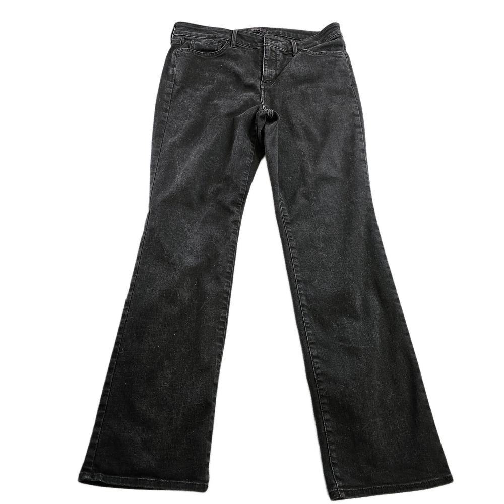NYDJ Marilyn Straight Jeans Womens 12 Black Denim Streetwear Grunge High Waisted